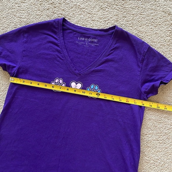Life Is Good Sleep Tee Dog Lover Tshirt W’s S Purple Dog Print Cotton V Neck Tee - Picture 4 of 8